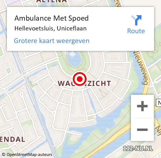 Locatie op kaart van de 112 melding: Ambulance Met Spoed Naar Hellevoetsluis, Uniceflaan op 31 oktober 2022 15:50