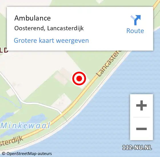 Locatie op kaart van de 112 melding: Ambulance Oosterend, Lancasterdijk op 31 oktober 2022 15:51
