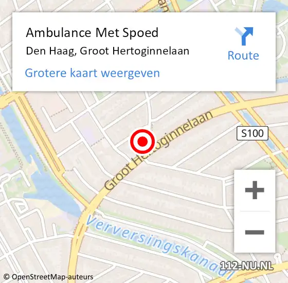 Locatie op kaart van de 112 melding: Ambulance Met Spoed Naar Den Haag, Groot Hertoginnelaan op 31 oktober 2022 16:40