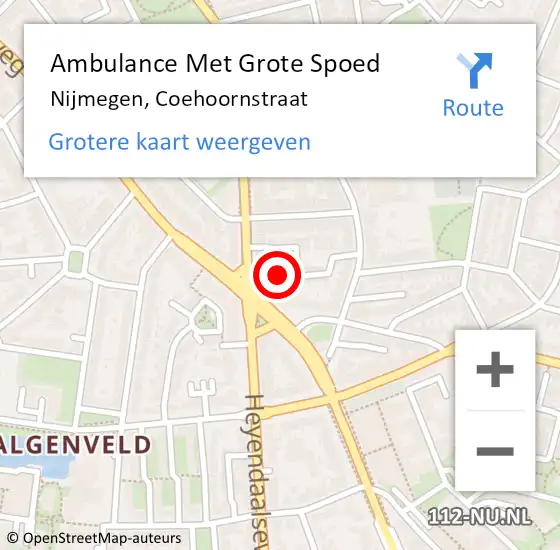 Locatie op kaart van de 112 melding: Ambulance Met Grote Spoed Naar Nijmegen, Coehoornstraat op 31 oktober 2022 17:28