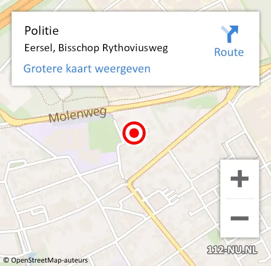 Locatie op kaart van de 112 melding: Politie Eersel, Bisschop Rythoviusweg op 31 oktober 2022 19:49