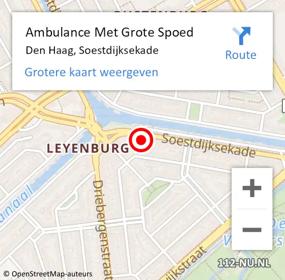 Locatie op kaart van de 112 melding: Ambulance Met Grote Spoed Naar Den Haag, Soestdijksekade op 1 november 2022 01:28