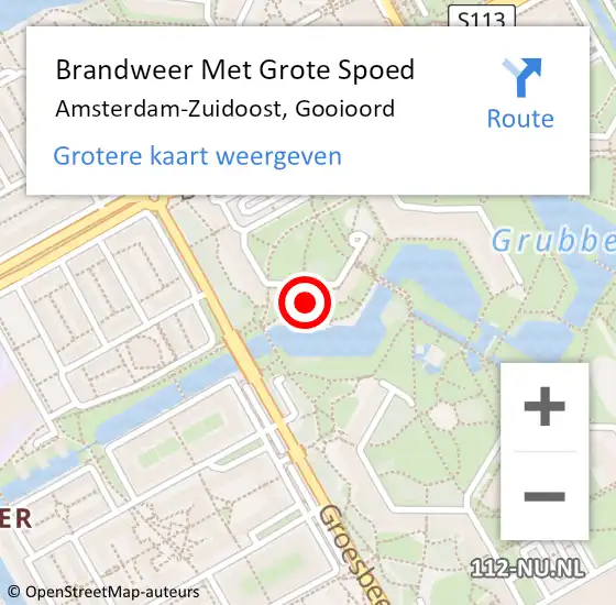 Locatie op kaart van de 112 melding: Brandweer Met Grote Spoed Naar Amsterdam-Zuidoost, Gooioord op 1 november 2022 03:30