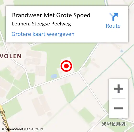 Locatie op kaart van de 112 melding: Brandweer Met Grote Spoed Naar Leunen, Steegse Peelweg op 1 november 2022 03:43
