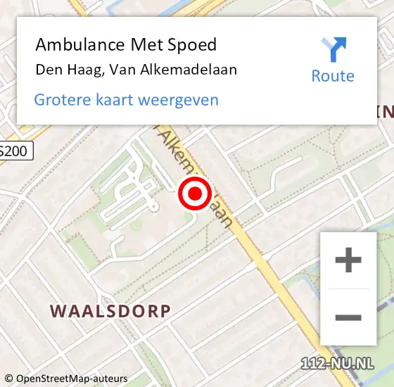 Locatie op kaart van de 112 melding: Ambulance Met Spoed Naar Den Haag, Van Alkemadelaan op 1 november 2022 10:30