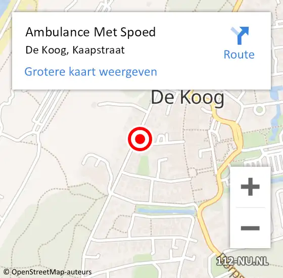 Locatie op kaart van de 112 melding: Ambulance Met Spoed Naar De Koog, Kaapstraat op 1 november 2022 11:10