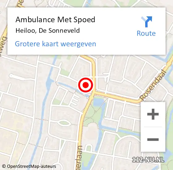 Locatie op kaart van de 112 melding: Ambulance Met Spoed Naar Heiloo, De Sonneveld op 1 november 2022 11:20