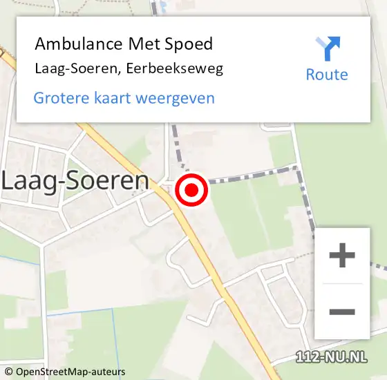 Locatie op kaart van de 112 melding: Ambulance Met Spoed Naar Laag-Soeren, Eerbeekseweg op 1 november 2022 11:50