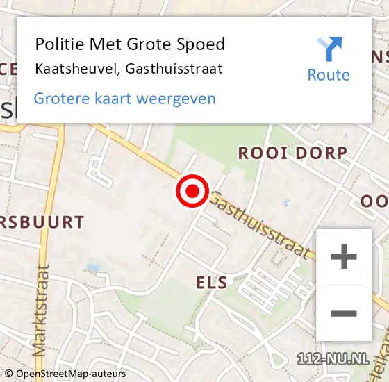 Locatie op kaart van de 112 melding: Politie Met Grote Spoed Naar Kaatsheuvel, Gasthuisstraat op 1 november 2022 11:53