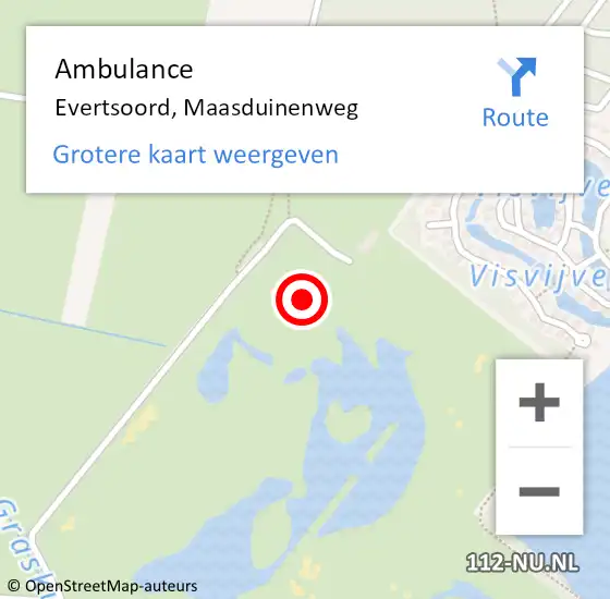 Locatie op kaart van de 112 melding: Ambulance Evertsoord, Maasduinenweg op 1 november 2022 12:01