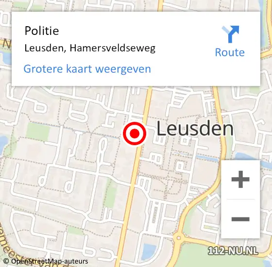 Locatie op kaart van de 112 melding: Politie Leusden, Hamersveldseweg op 1 november 2022 12:24
