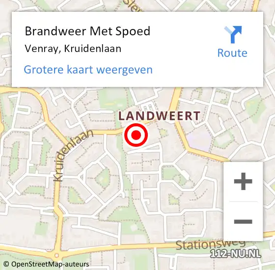 Locatie op kaart van de 112 melding: Brandweer Met Spoed Naar Venray, Kruidenlaan op 1 november 2022 13:42