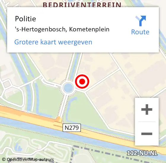 Locatie op kaart van de 112 melding: Politie 's-Hertogenbosch, Kometenplein op 1 november 2022 15:33