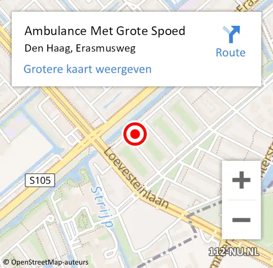 Locatie op kaart van de 112 melding: Ambulance Met Grote Spoed Naar Den Haag, Erasmusweg op 1 november 2022 15:34
