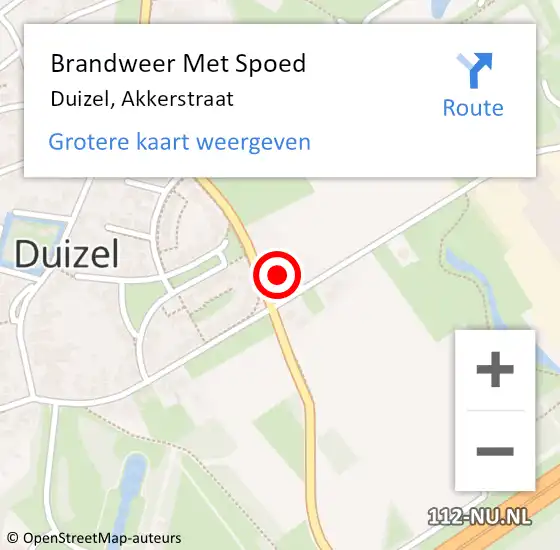 Locatie op kaart van de 112 melding: Brandweer Met Spoed Naar Duizel, Akkerstraat op 1 november 2022 16:38