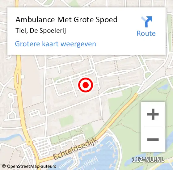 Locatie op kaart van de 112 melding: Ambulance Met Grote Spoed Naar Tiel, De Spoelerij op 1 november 2022 16:43