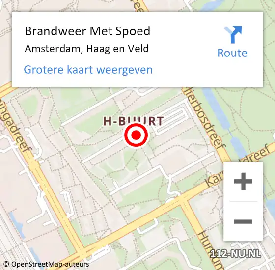 Locatie op kaart van de 112 melding: Brandweer Met Spoed Naar Amsterdam-Zuidoost, Haag en Veld op 1 november 2022 18:14