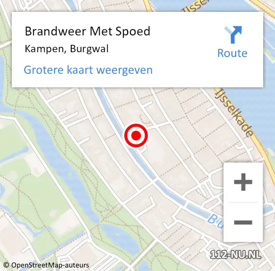Locatie op kaart van de 112 melding: Brandweer Met Spoed Naar Kampen, Burgwal op 1 november 2022 18:17