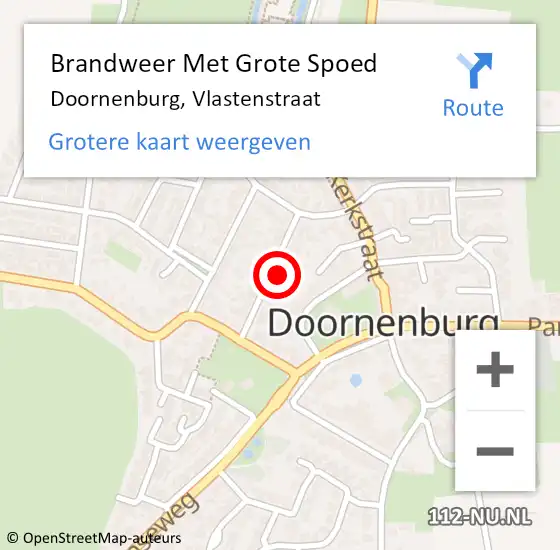 Locatie op kaart van de 112 melding: Brandweer Met Grote Spoed Naar Doornenburg, Vlastenstraat op 1 november 2022 19:05