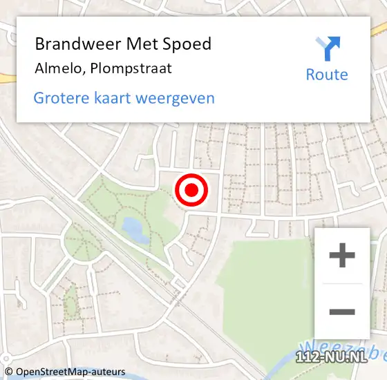 Locatie op kaart van de 112 melding: Brandweer Met Spoed Naar Almelo, Plompstraat op 1 november 2022 19:25