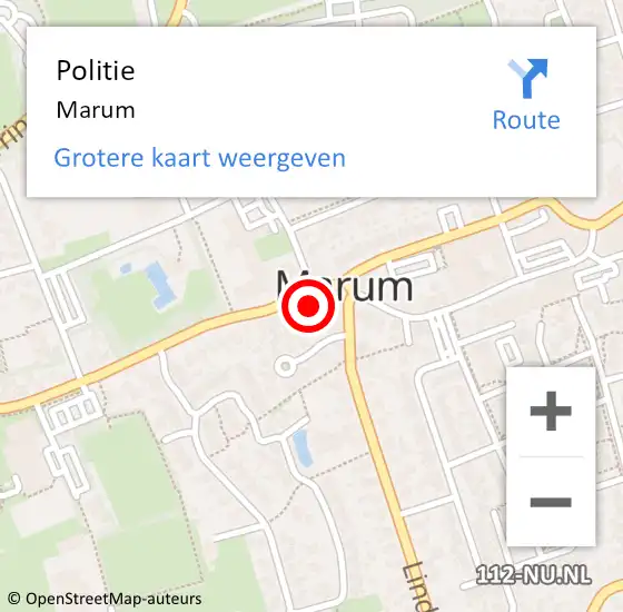 Locatie op kaart van de 112 melding: Politie Marum op 1 november 2022 19:41
