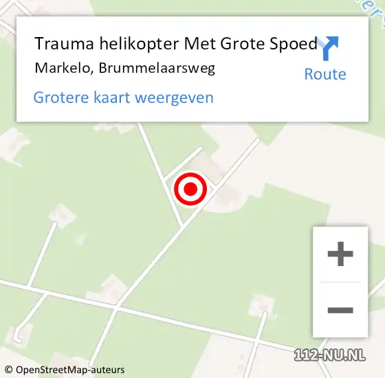 Locatie op kaart van de 112 melding: Trauma helikopter Met Grote Spoed Naar Markelo, Brummelaarsweg op 1 november 2022 19:51