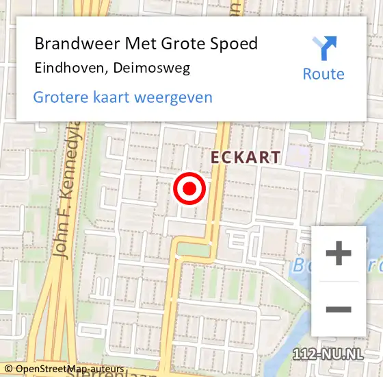 Locatie op kaart van de 112 melding: Brandweer Met Grote Spoed Naar Eindhoven, Deimosweg op 1 november 2022 20:31