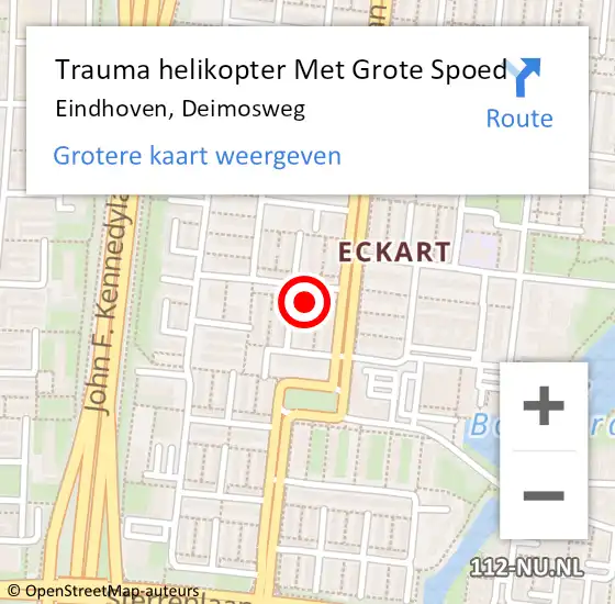 Locatie op kaart van de 112 melding: Trauma helikopter Met Grote Spoed Naar Eindhoven, Deimosweg op 1 november 2022 20:32