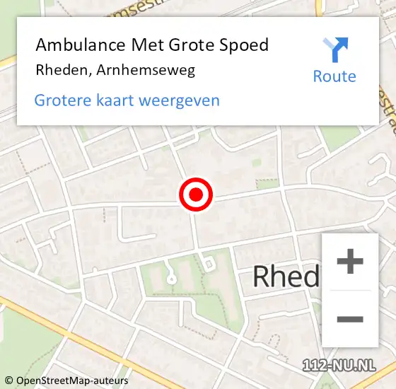 Locatie op kaart van de 112 melding: Ambulance Met Grote Spoed Naar Rheden, Arnhemseweg op 1 november 2022 20:35