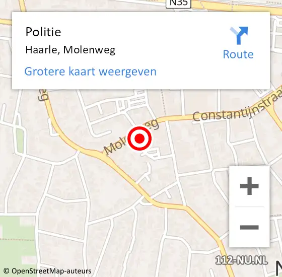 Locatie op kaart van de 112 melding: Politie Haarle, Molenweg op 1 november 2022 20:56