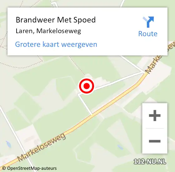 Locatie op kaart van de 112 melding: Brandweer Met Spoed Naar Laren, Markeloseweg op 1 november 2022 21:12