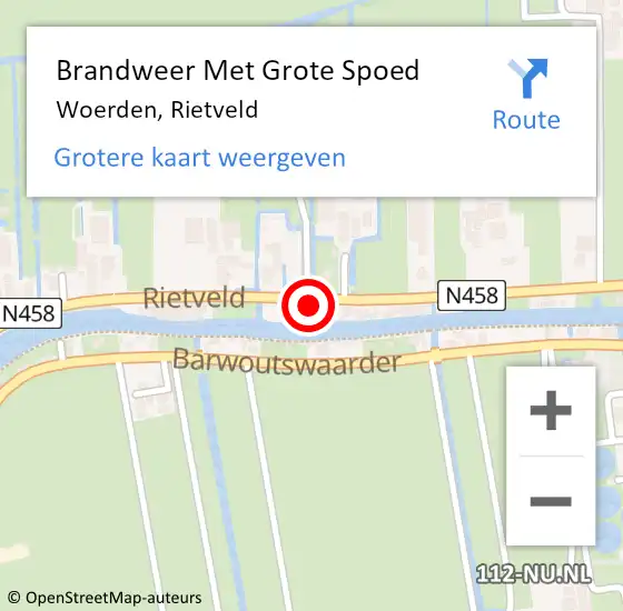 Locatie op kaart van de 112 melding: Brandweer Met Grote Spoed Naar Woerden, Rietveld op 1 november 2022 22:00