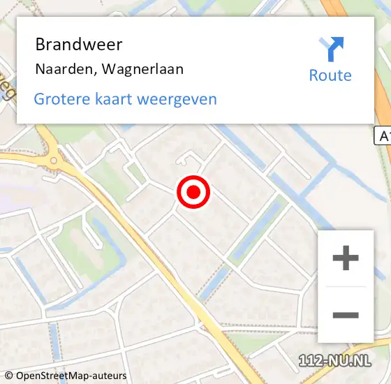 Locatie op kaart van de 112 melding: Brandweer Naarden, Wagnerlaan op 1 november 2022 22:01