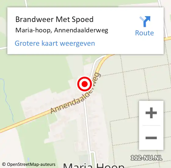 Locatie op kaart van de 112 melding: Brandweer Met Spoed Naar Mariahoop, Annendaalderweg op 1 november 2022 22:50