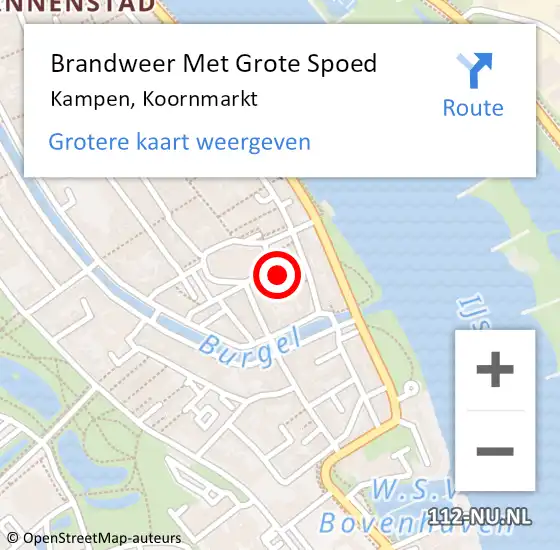 Locatie op kaart van de 112 melding: Brandweer Met Grote Spoed Naar Kampen, Koornmarkt op 2 november 2022 06:31