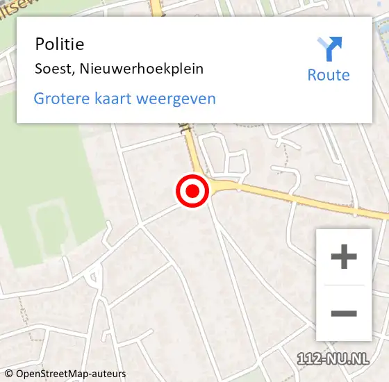 Locatie op kaart van de 112 melding: Politie Soest, Nieuwerhoekplein op 2 november 2022 06:45
