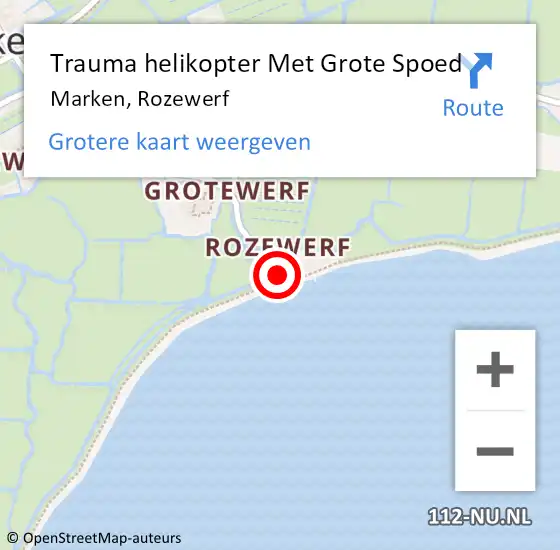 Locatie op kaart van de 112 melding: Trauma helikopter Met Grote Spoed Naar Marken, Rozewerf op 2 november 2022 08:25