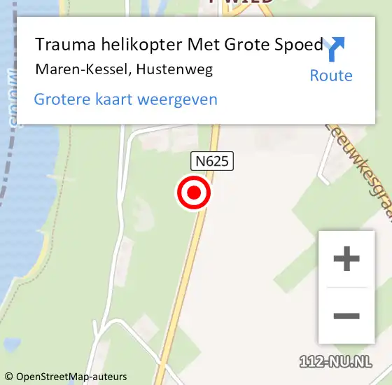 Locatie op kaart van de 112 melding: Trauma helikopter Met Grote Spoed Naar Maren-Kessel, Hustenweg op 2 november 2022 09:13