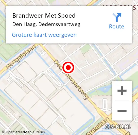 Locatie op kaart van de 112 melding: Brandweer Met Spoed Naar Den Haag, Dedemsvaartweg op 2 november 2022 09:31