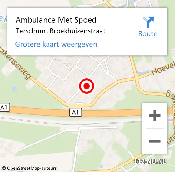 Locatie op kaart van de 112 melding: Ambulance Met Spoed Naar Terschuur, Broekhuizenstraat op 2 november 2022 10:14