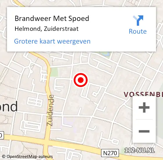 Locatie op kaart van de 112 melding: Brandweer Met Spoed Naar Helmond, Zuiderstraat op 2 november 2022 11:02