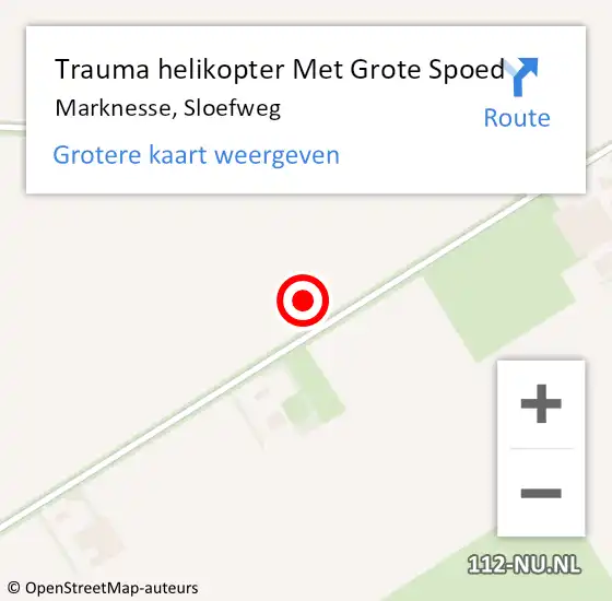 Locatie op kaart van de 112 melding: Trauma helikopter Met Grote Spoed Naar Marknesse, Sloefweg op 2 november 2022 12:10