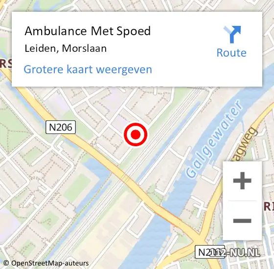 Locatie op kaart van de 112 melding: Ambulance Met Spoed Naar Leiden, Morslaan op 2 november 2022 13:20
