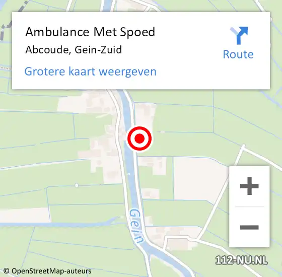 Locatie op kaart van de 112 melding: Ambulance Met Spoed Naar Abcoude, Gein-Zuid op 2 november 2022 14:03