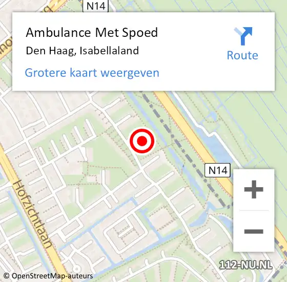 Locatie op kaart van de 112 melding: Ambulance Met Spoed Naar Den Haag, Isabellaland op 2 november 2022 14:19