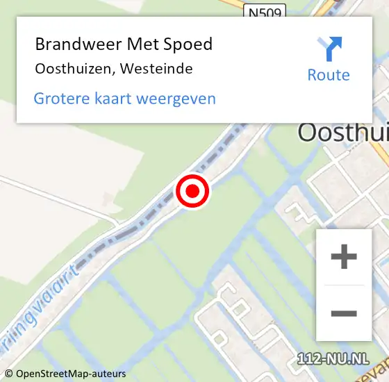 Locatie op kaart van de 112 melding: Brandweer Met Spoed Naar Oosthuizen, Westeinde op 2 november 2022 14:43