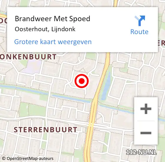 Locatie op kaart van de 112 melding: Brandweer Met Spoed Naar Oosterhout, Lijndonk op 2 november 2022 14:48