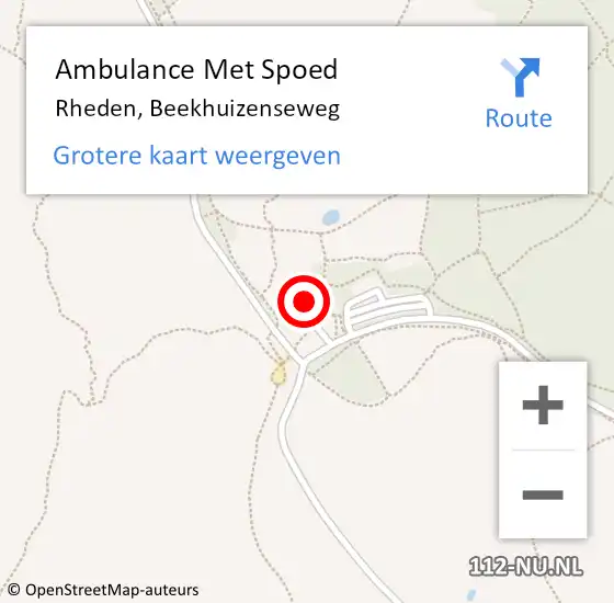 Locatie op kaart van de 112 melding: Ambulance Met Spoed Naar Rheden, Beekhuizenseweg op 2 november 2022 14:51