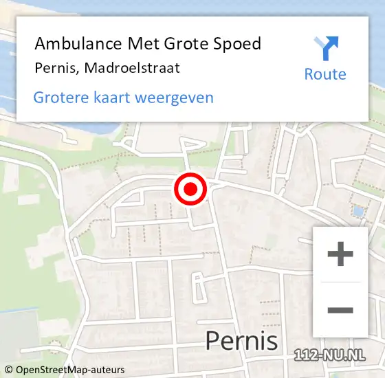 Locatie op kaart van de 112 melding: Ambulance Met Grote Spoed Naar Pernis, Madroelstraat op 2 november 2022 15:42