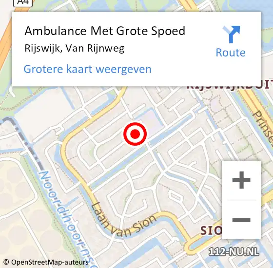 Locatie op kaart van de 112 melding: Ambulance Met Grote Spoed Naar Rijswijk, Van Rijnweg op 2 november 2022 15:56
